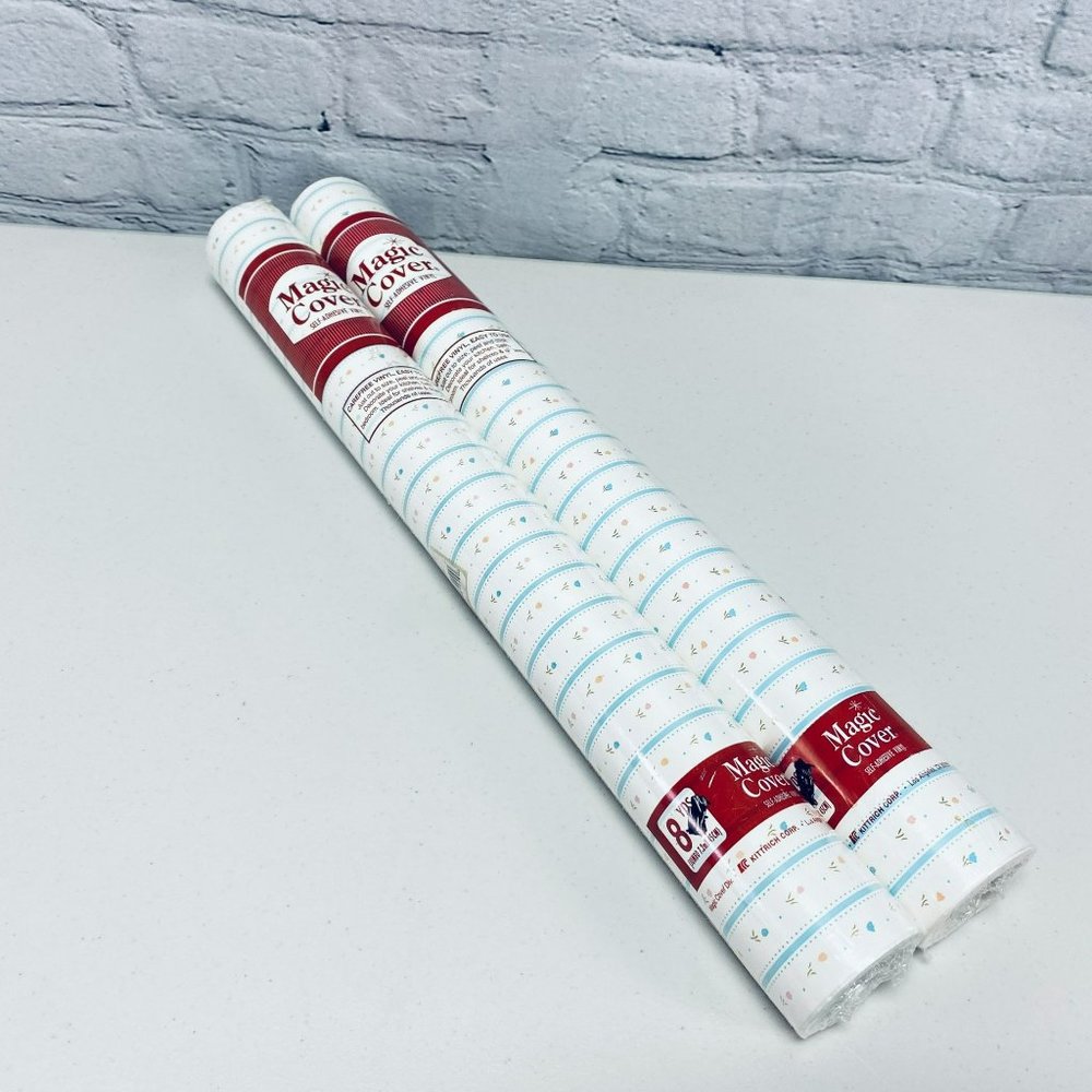 Magic Cover Draw Shelf Self-Adhesive Vinyl Liner 24'x 18" Floral Stripe Slate